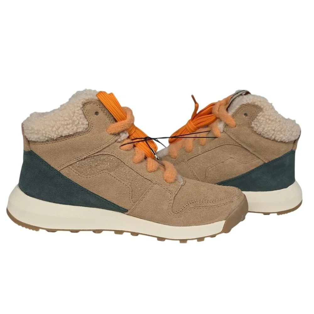 Timberland High Top Sneaker Boots Womens 7 Beige Suede Sherpa Retro Swift New